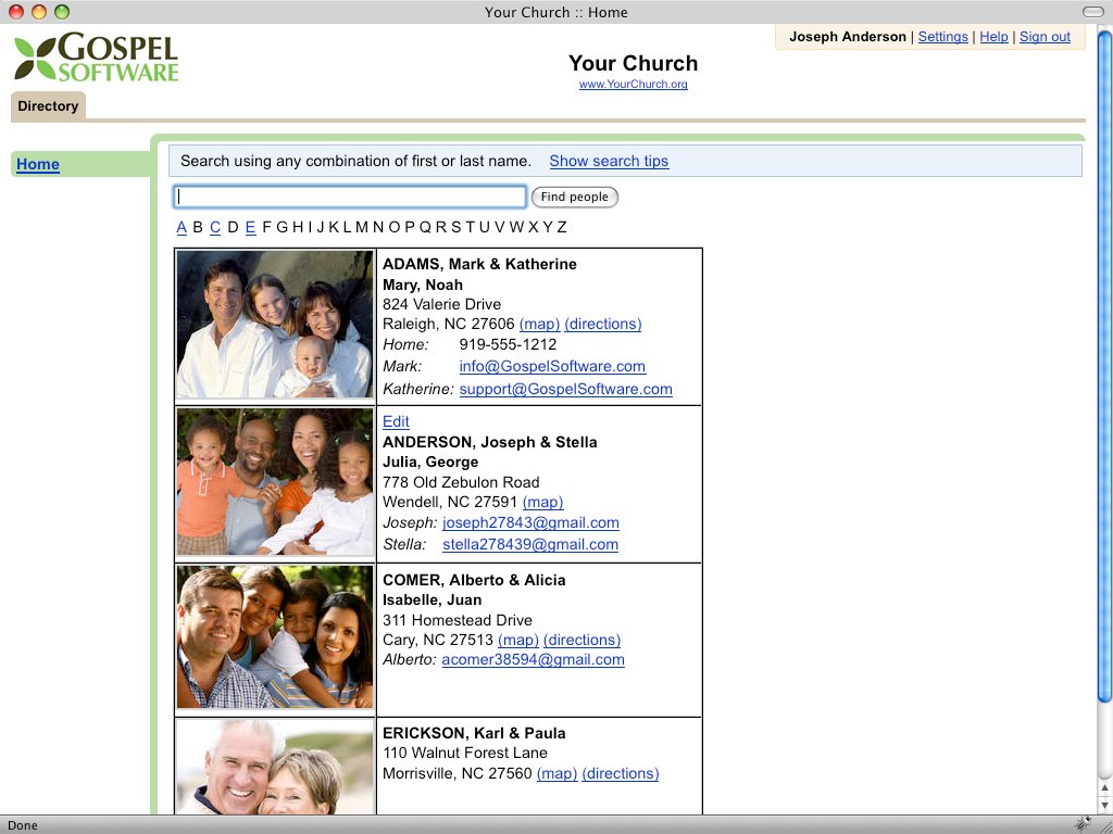 Gospel Software Church Member Management plus Online Photo Directory